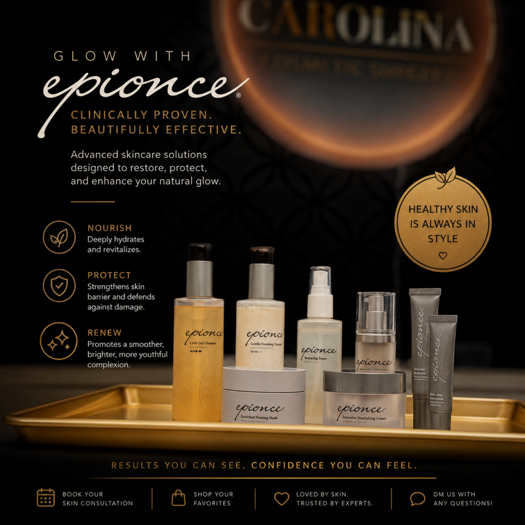 Epionce Lytic Cleanser: Bottle of Epionce Lytic Gel Cleanser, a medical-grade facial cleanser that exfoliates, removes excess oil, and helps improve the appearance of acne-prone and congested skin. Epionce Foaming Cleanser: Bottle of Epionce Foaming Cleanser, a gentle foaming facial cleanser that removes dirt, oil, and makeup while maintaining the skin's natural moisture balance for normal to oily skin. Epionce Balancing Toner: Bottle of Epionce Balancing Toner, an alcohol-free facial toner that hydrates, refreshes, and balances the skin while preparing it for medical-grade skincare treatments. Epionce Intense Defense Serum: Bottle of Epionce Intense Defense Serum, an antioxidant facial serum formulated to improve skin radiance, reduce visible signs of aging, and defend against environmental damage. Epionce Renewal Eye Cream (Eye Serum if applicable): Bottle of Epionce eye treatment designed to hydrate the delicate eye area while helping reduce the appearance of fine lines, puffiness, and dark circles. (If your product is the Renewal Eye Cream, you can specify "Jar of Epionce Renewal Eye Cream.") Epionce Renewal Lip Cream: Tube of Epionce Renewal Lip Cream, a deeply hydrating lip treatment that nourishes dry lips while improving smoothness and reducing the appearance of fine lines around the mouth. Epionce Enriched Firming Mask: Jar of Epionce Enriched Firming Mask, a luxurious hydrating facial mask that replenishes moisture, improves skin firmness, and leaves the complexion soft and radiant. Epionce Intensive Nourishing Cream: Jar of Epionce Intensive Nourishing Cream, a rich medical-grade moisturizer that deeply hydrates dry skin, strengthens the skin barrier, and helps reduce visible signs of aging.